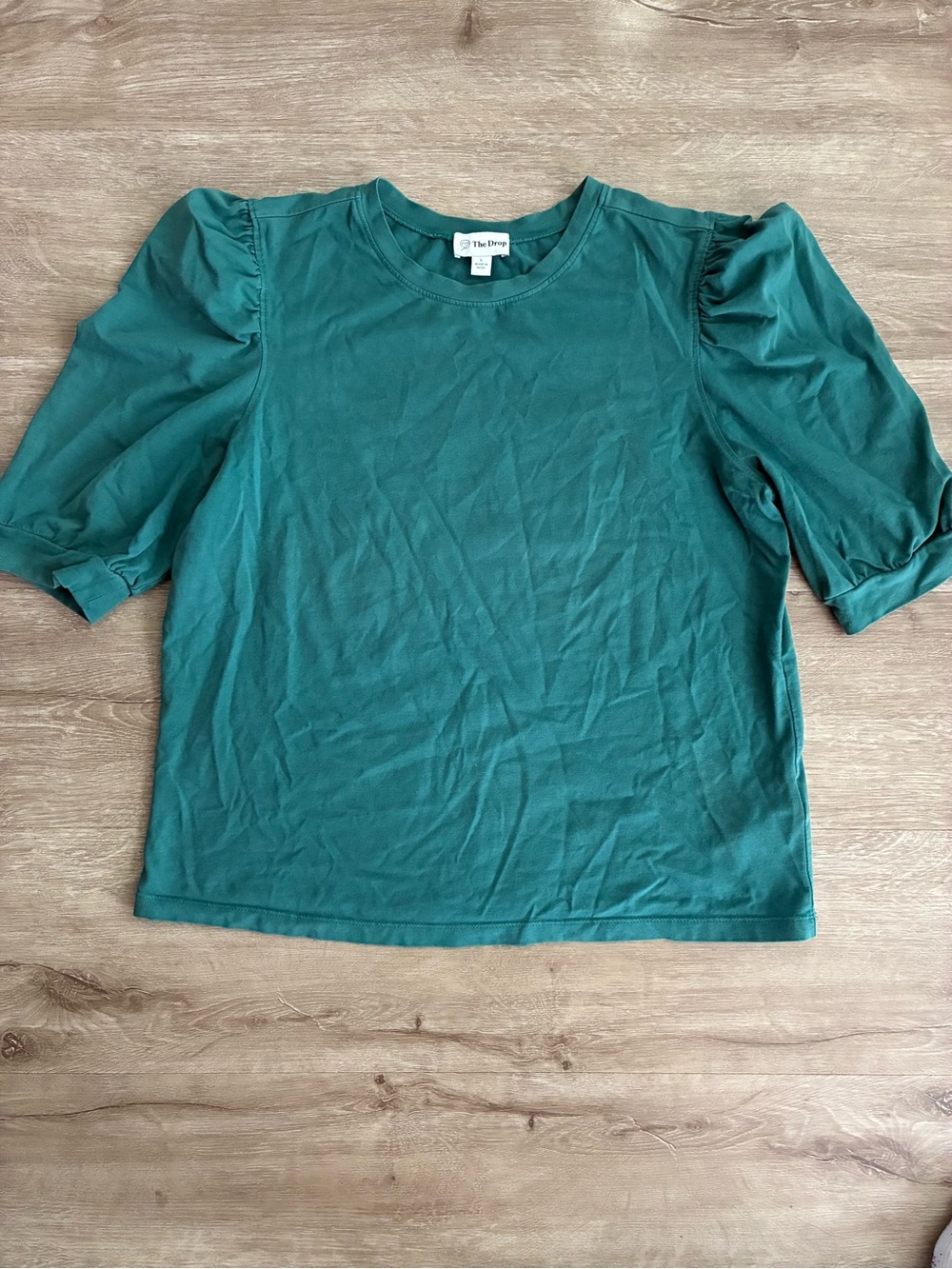 Women's Teal Puff-Sleeve Crewneck Top